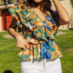 Entro Multicolor Ruffle Blouse